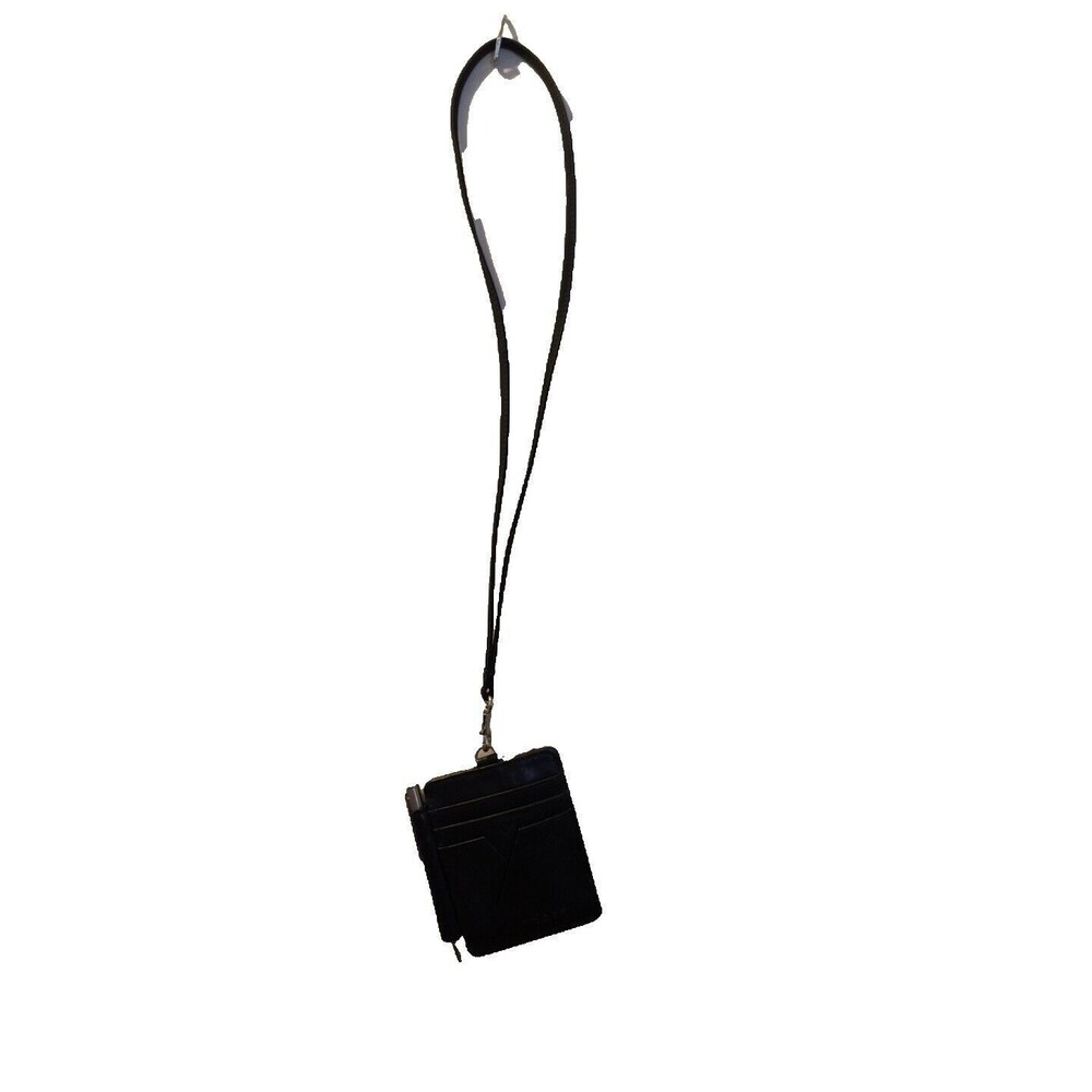 ID Badge Card Holder Leather Vertical Clip Neck Strap Lanyard Necklace Case